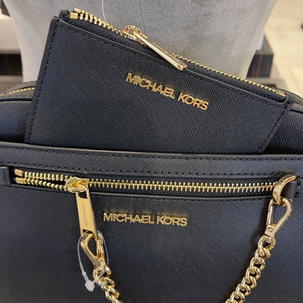 MK Jet Set Item Lg EW Zip Chain Crossbody & Jet Set Travel Sm TZ Coin Po…